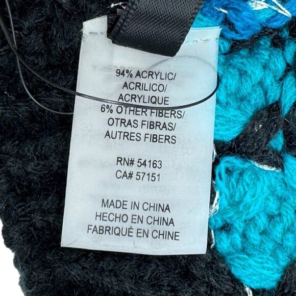 NWT KENSIE Knit Beanie & Infinity Scarf Set 2PCs Blue Turquoise Geometric - Picture 12 of 16